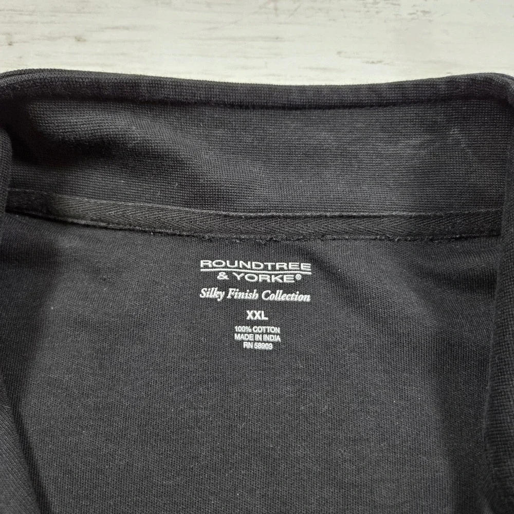 Roundtree & Yorke Silky Finish Quarter Zip Pullover Men XXL Black Cotton Knit